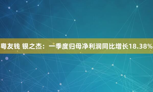 粤友钱 银之杰：一季度归母净利润同比增长18.38%